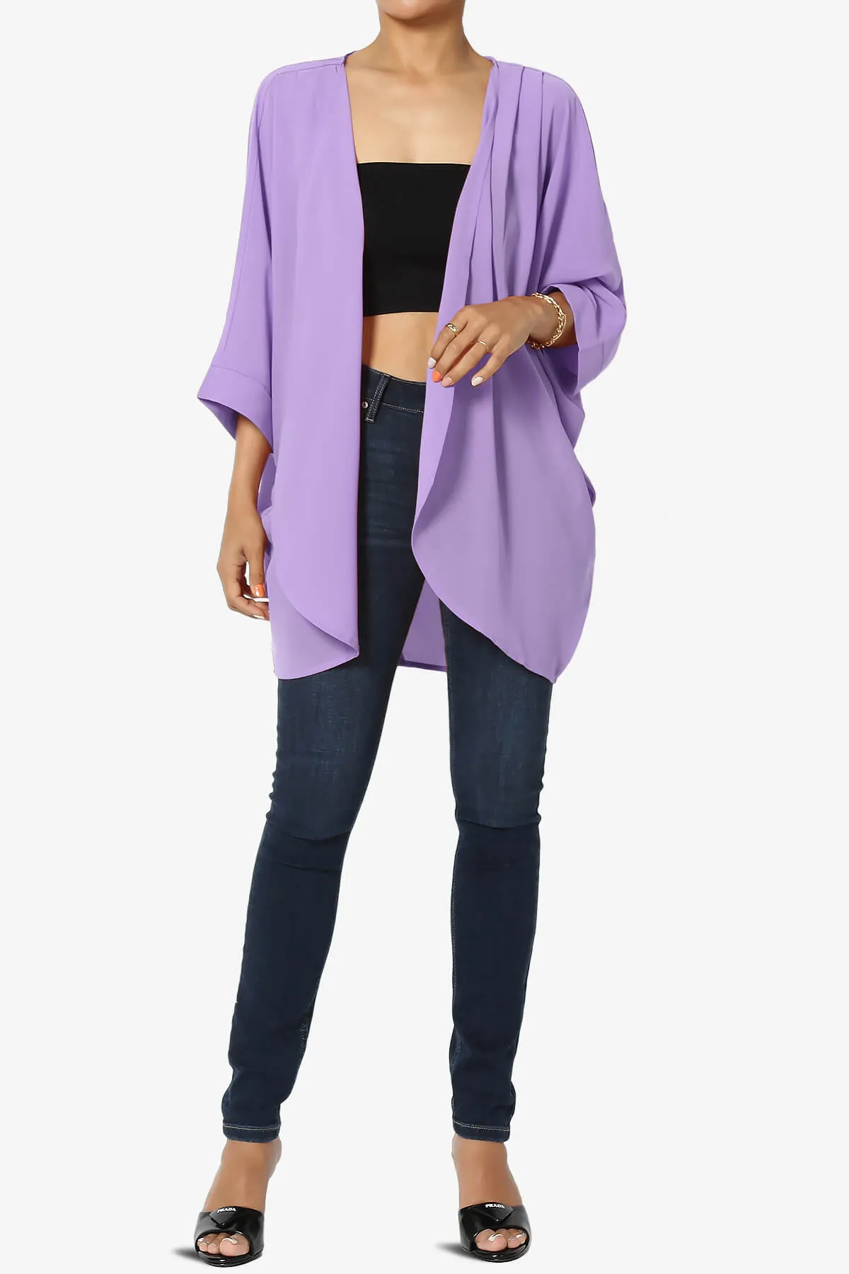 Blivia Pleated Kimono Chiffon Cardigan PLUS