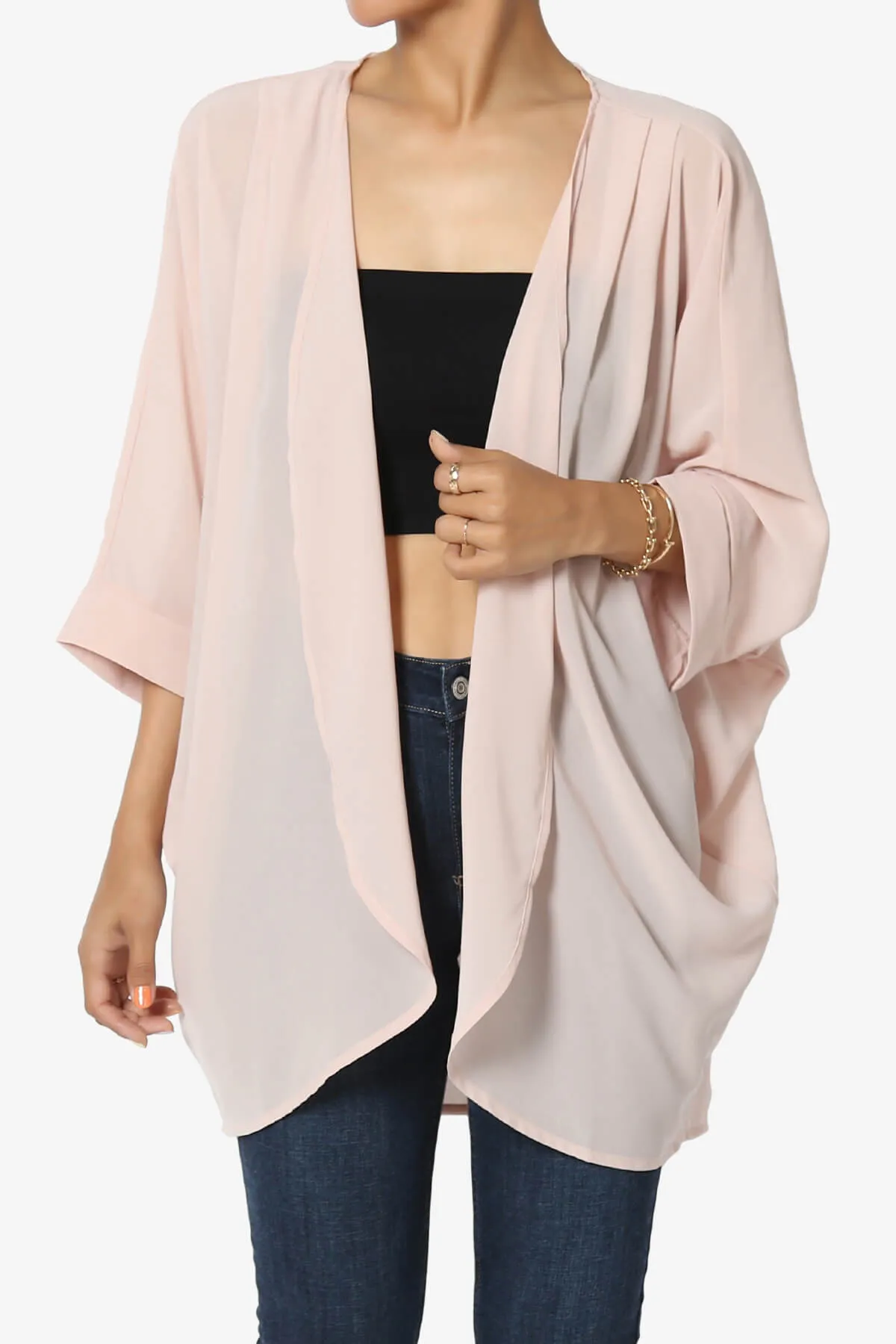 Blivia Pleated Kimono Chiffon Cardigan PLUS