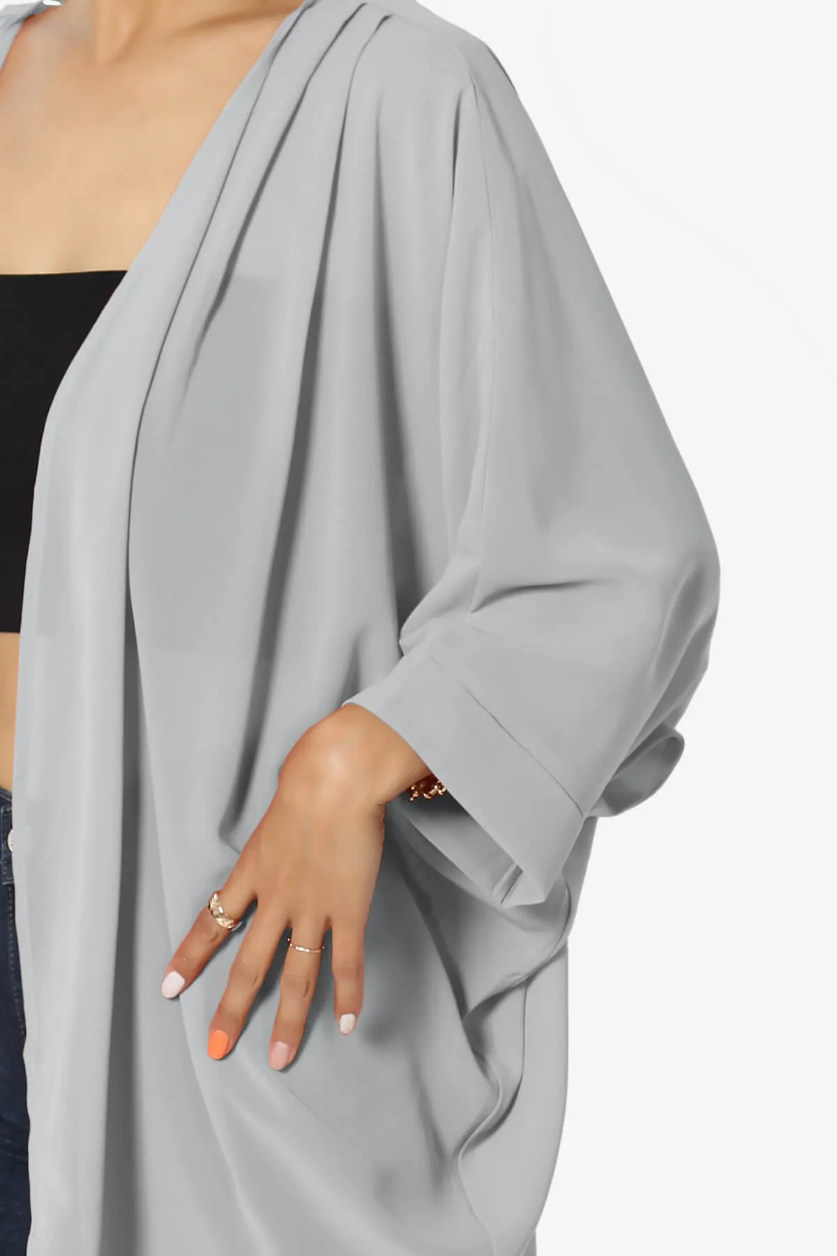 Blivia Pleated Kimono Chiffon Cardigan PLUS