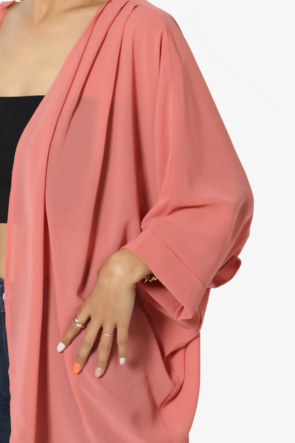 Blivia Pleated Kimono Chiffon Cardigan PLUS