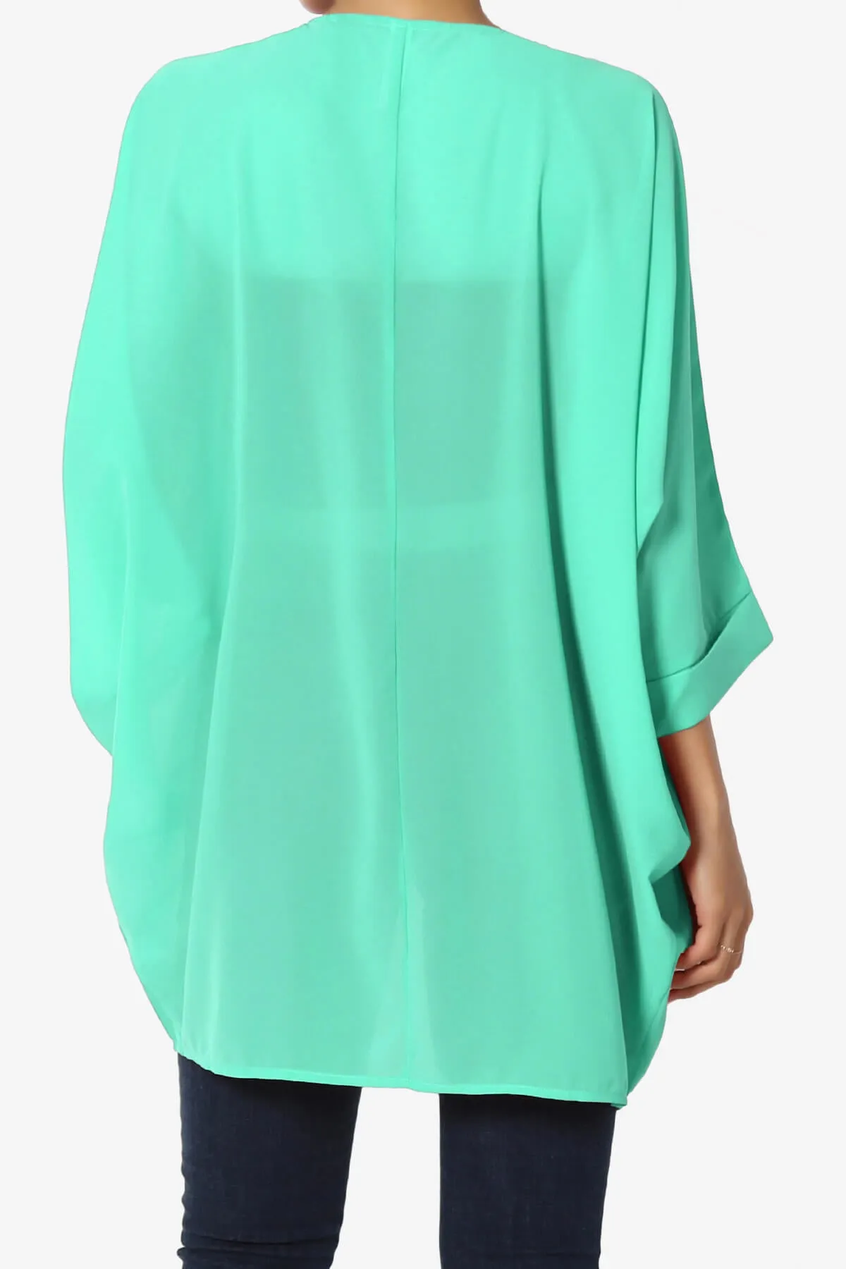 Blivia Pleated Kimono Chiffon Cardigan PLUS