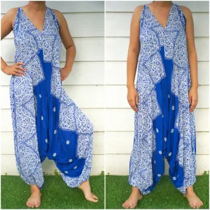 Bohemian Harem Jumpsuit- Blue Lotus
