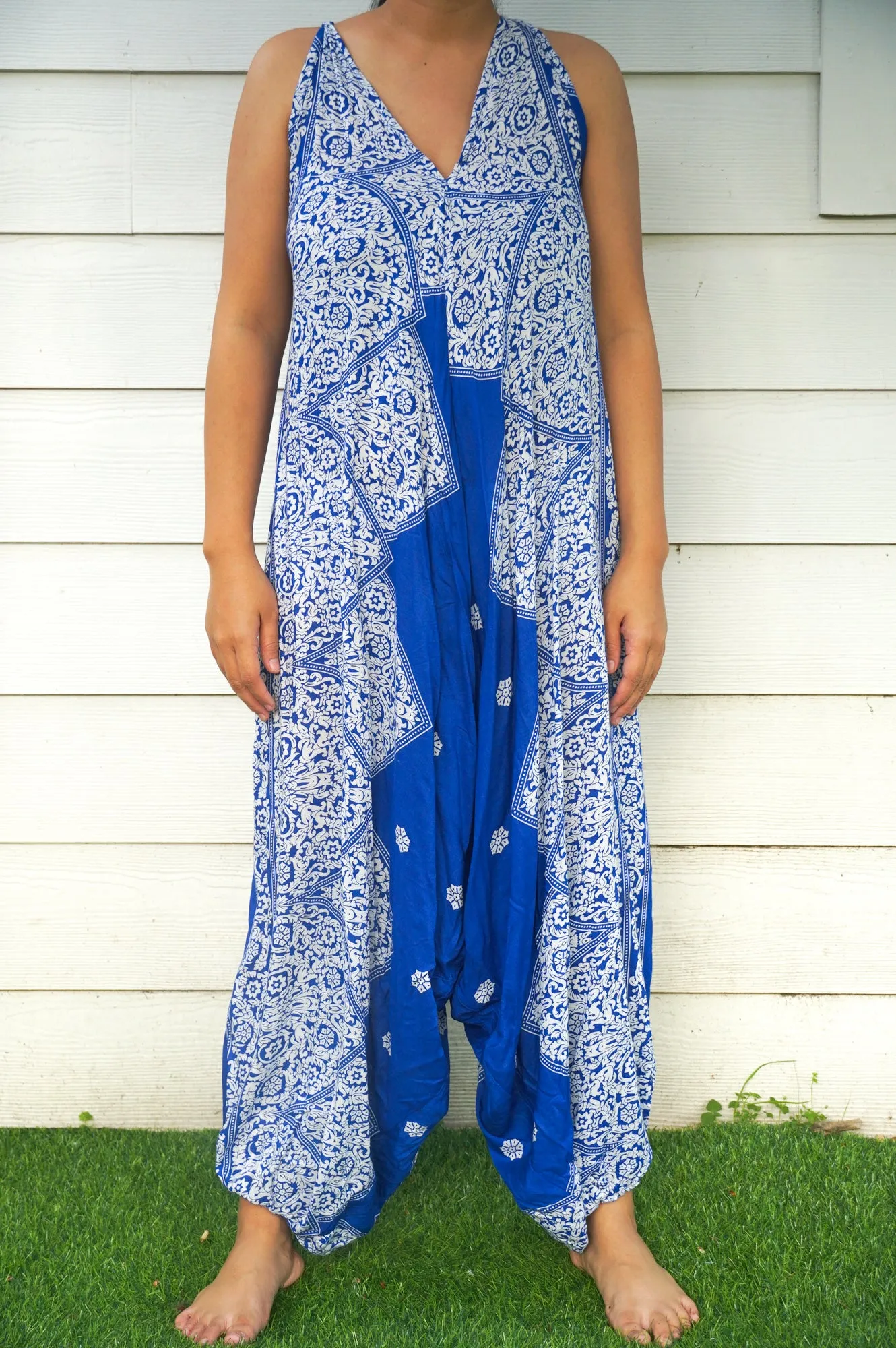 Bohemian Harem Jumpsuit- Blue Lotus
