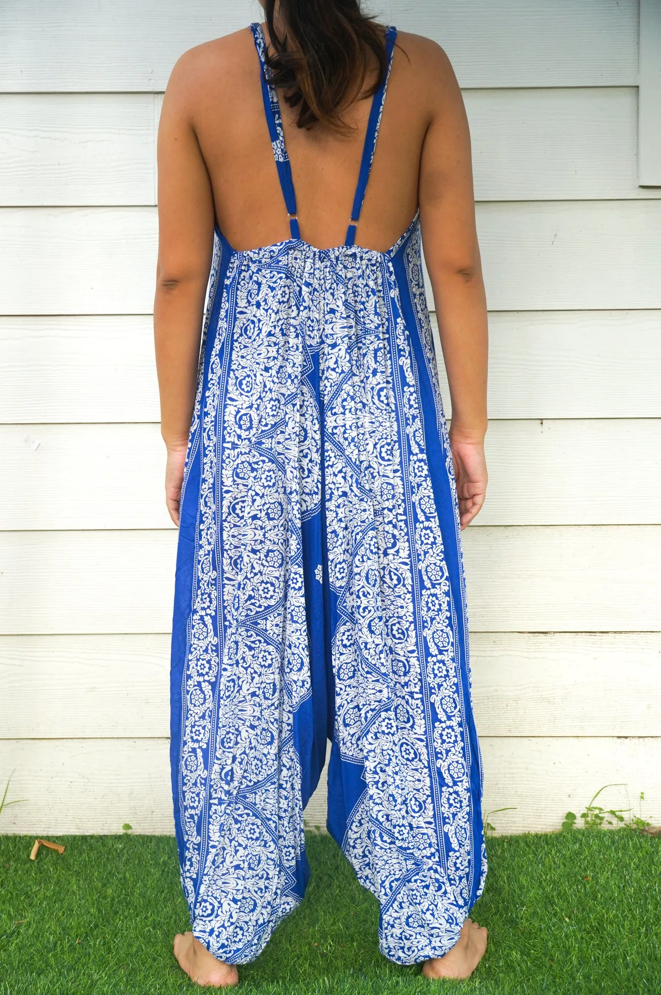 Bohemian Harem Jumpsuit- Blue Lotus