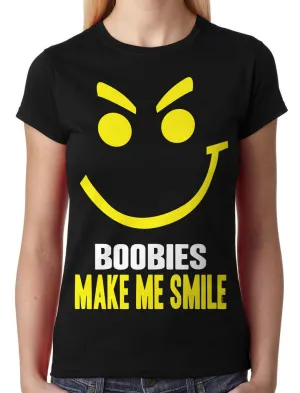 Boobies Make Me Smile Junior Ladies T-shirt