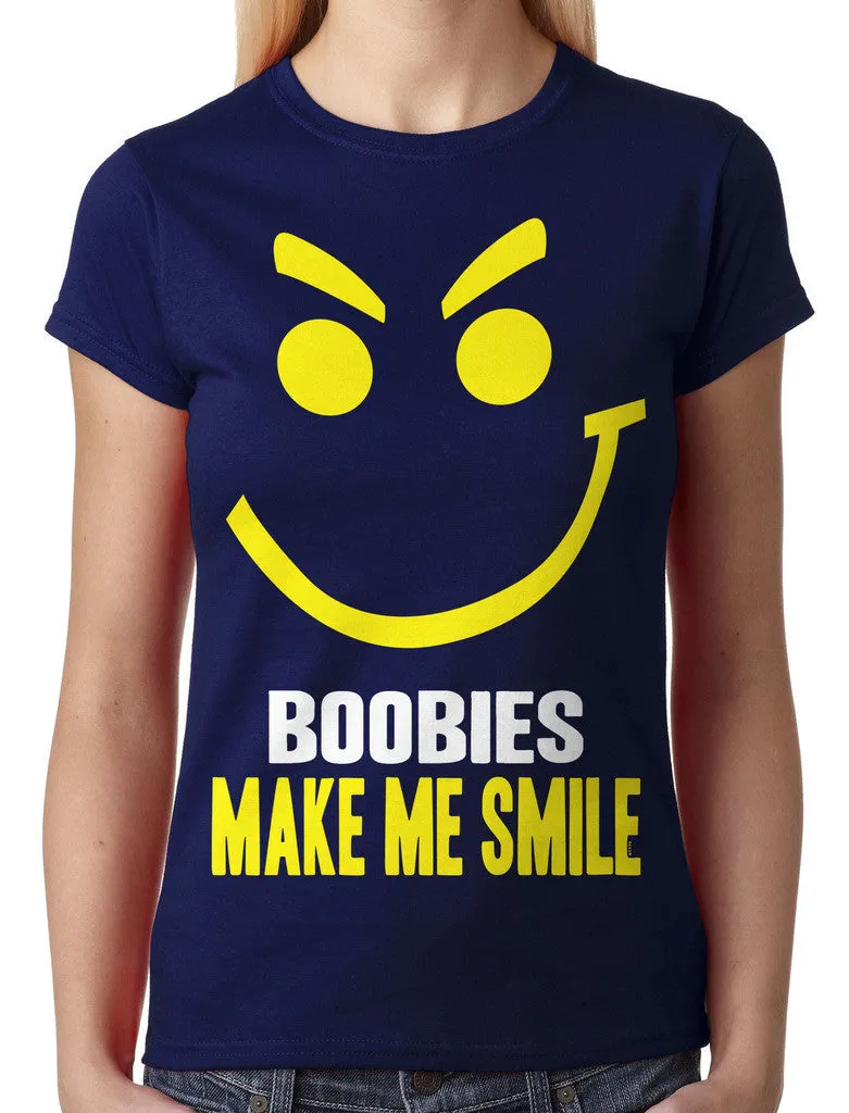 Boobies Make Me Smile Junior Ladies T-shirt