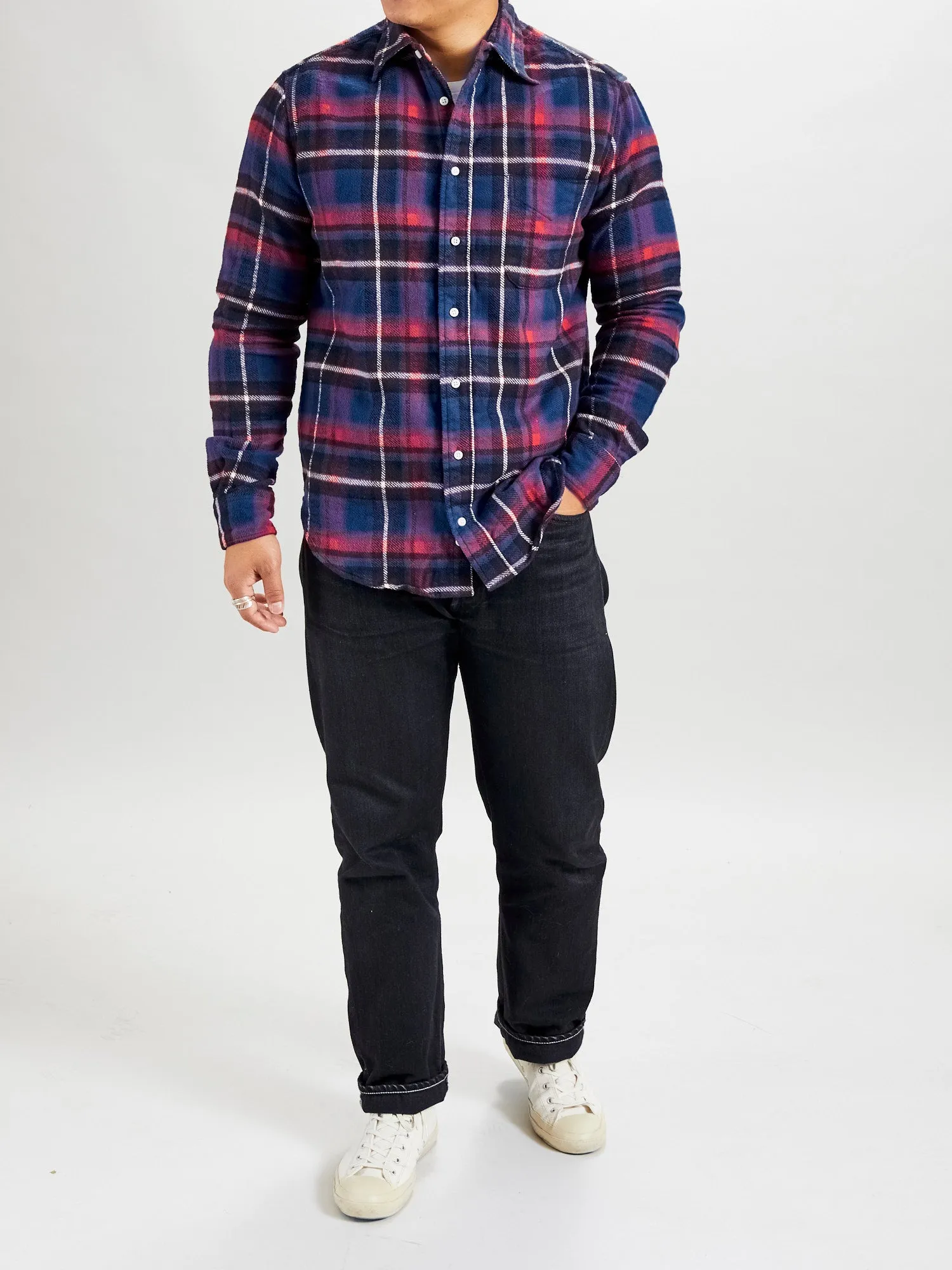 Brushed Triple-Yarn Flannel in Dark Navy