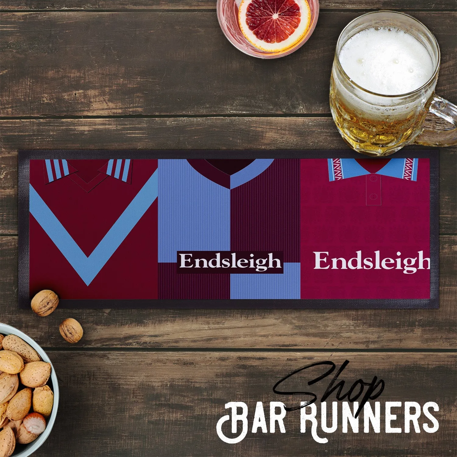 Burnley Retro Football Shirts - Personalised Bar Runner
