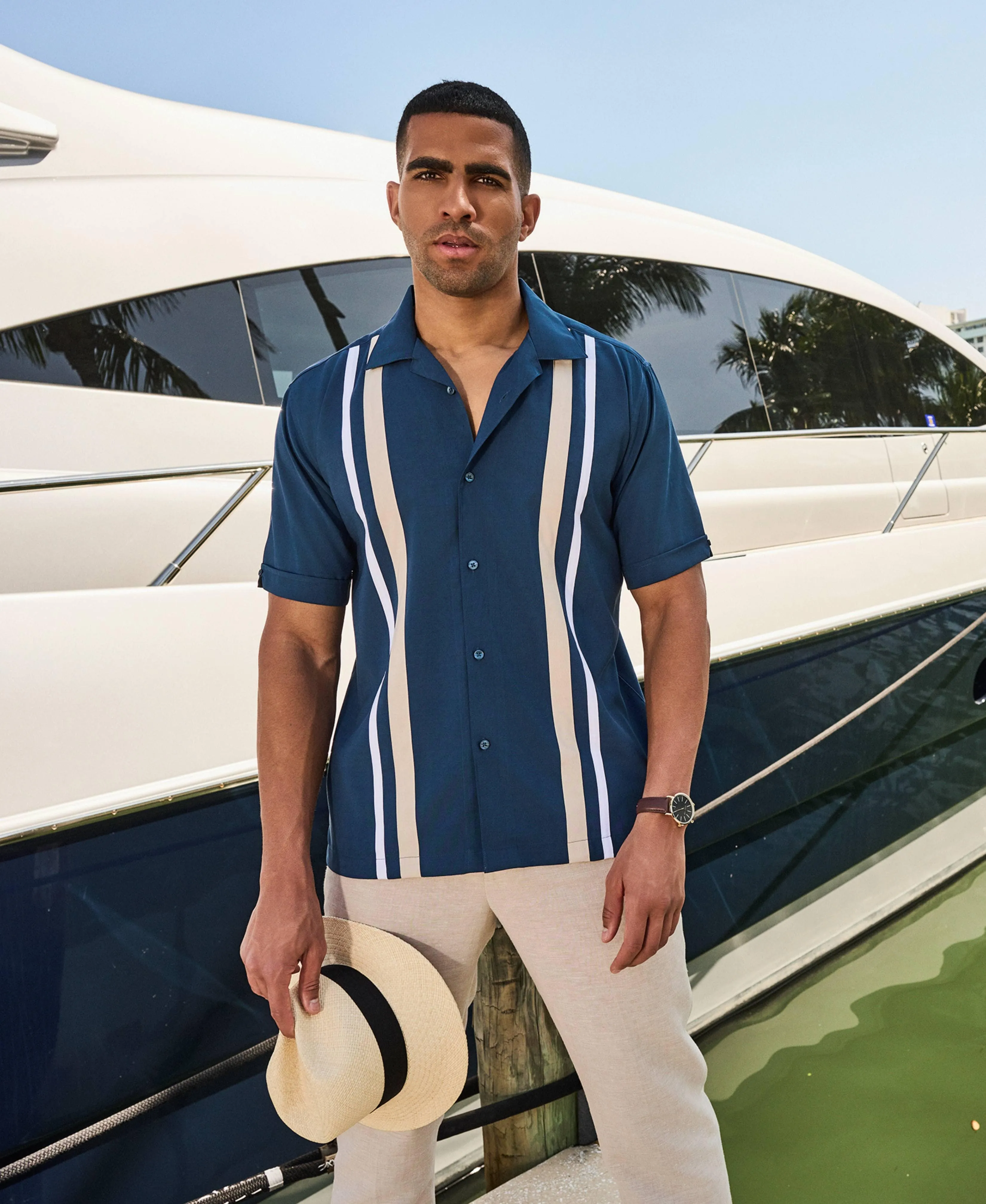 Camp Collar Retro Panel Shirt