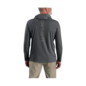 Carhartt Men's Force Sun Defender Lightweight Long Sleeve Hooded Logo Graphic T Shirt - Steel