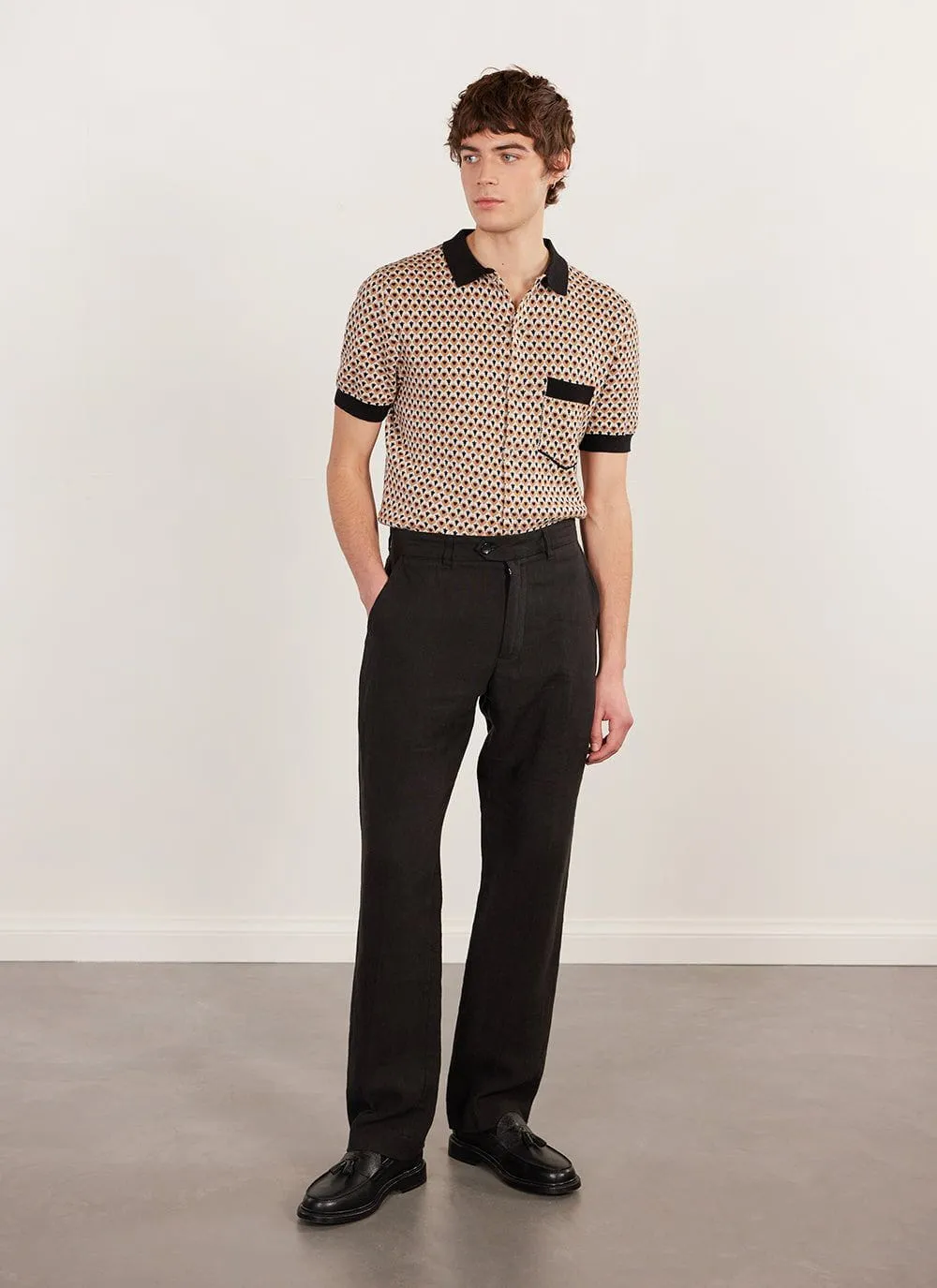 Casa Piccante Shirt | Knitted Cotton | Rust Jacquard