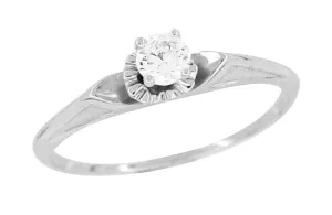 Caura Mid Century Modern Vintage Diamond Engagement Ring in 14K White Gold