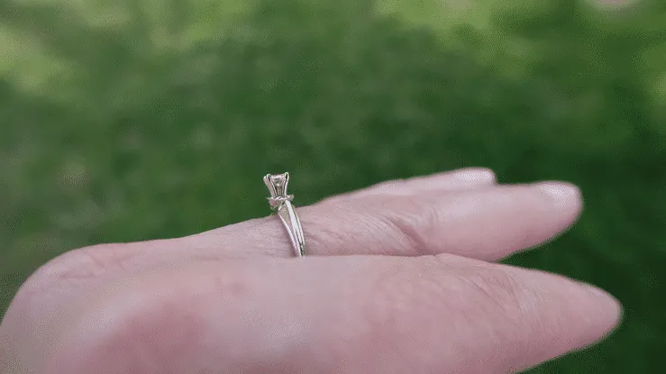 Caura Mid Century Modern Vintage Diamond Engagement Ring in 14K White Gold