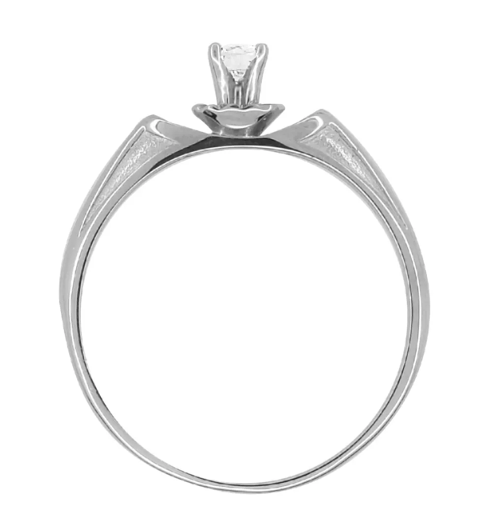 Caura Mid Century Modern Vintage Diamond Engagement Ring in 14K White Gold