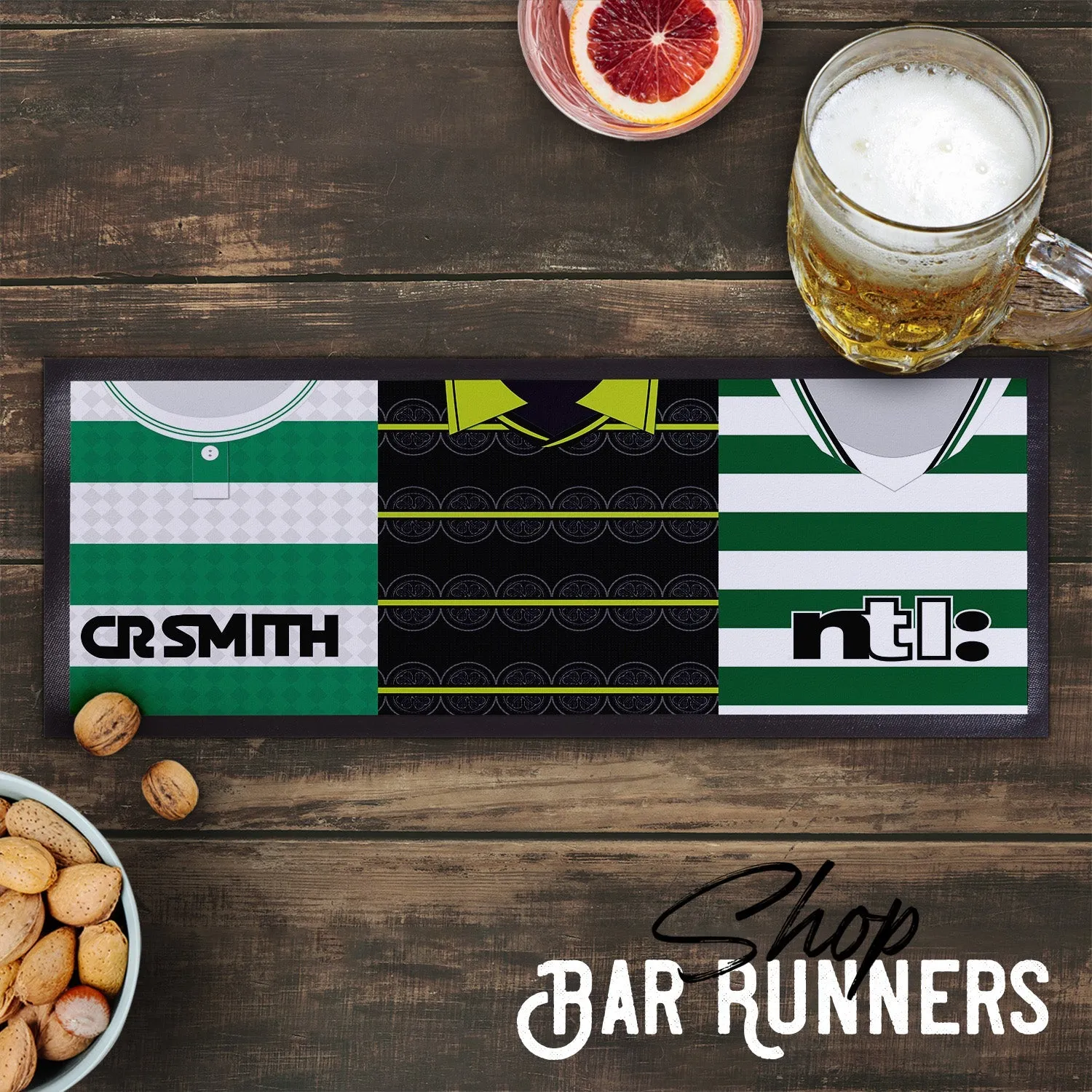 Celtic Retro Style 2 - Retro Football Shirts - Personalised  Bar Runner