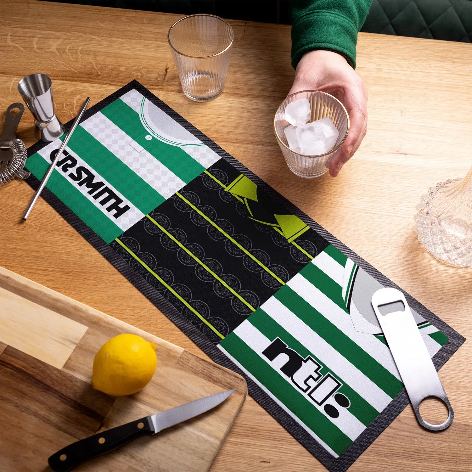 Celtic Retro Style 2 - Retro Football Shirts - Personalised  Bar Runner