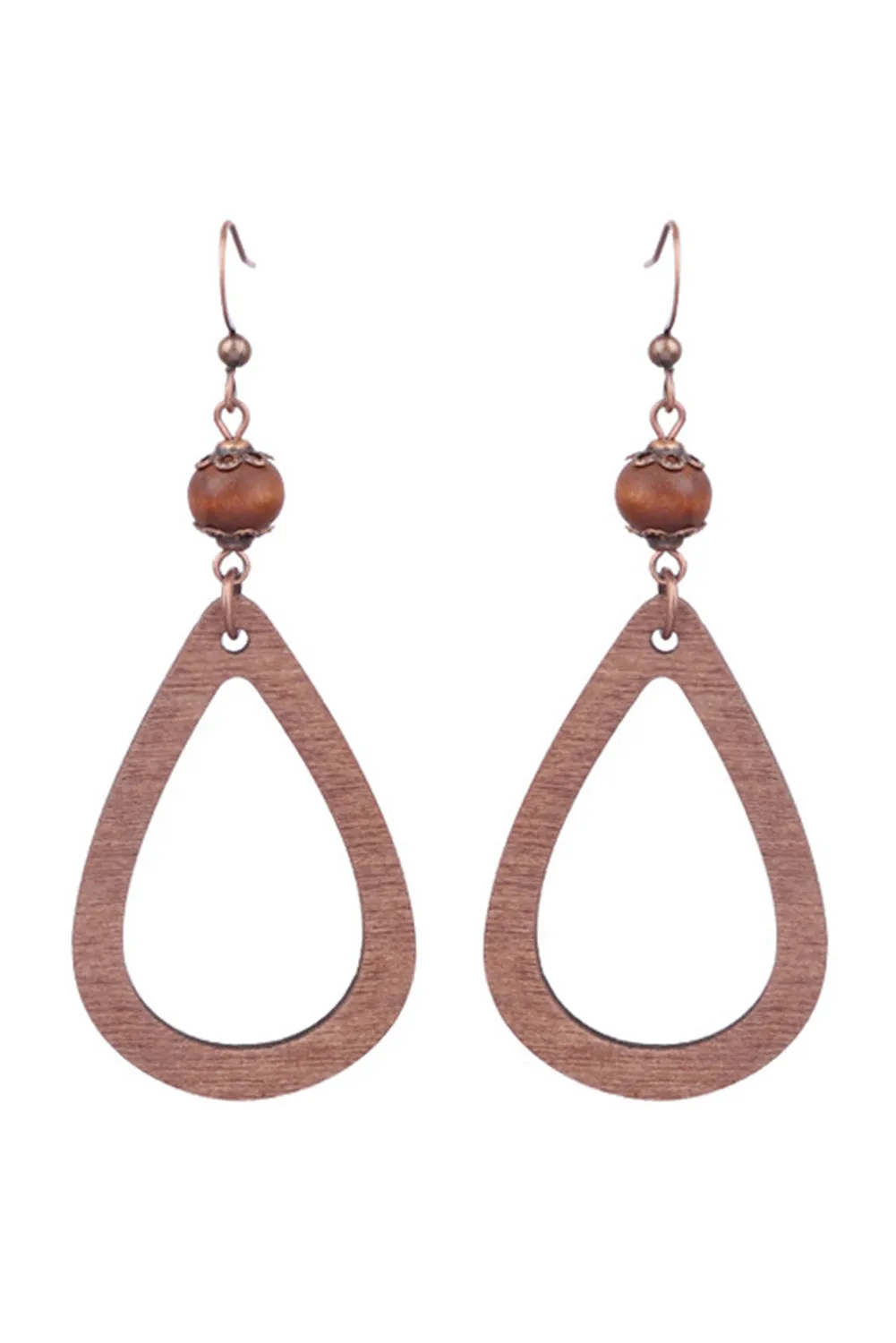 Chestnut Vintage Hollowed Waterdrop Shape Hook Earrings