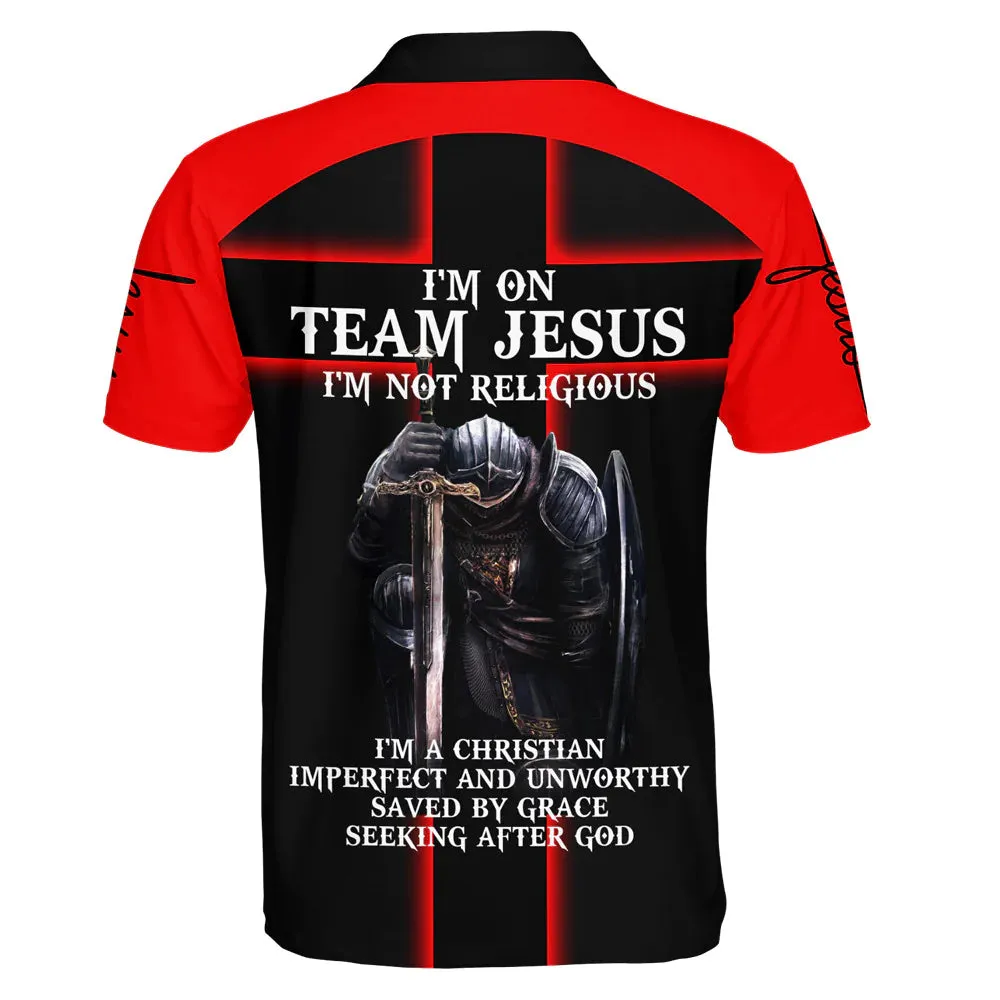 Christianartbag Polo Shirt, I'm On Team Jesus I'm Not Religious Polo Shirt, Christian Shirts & Shorts.