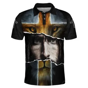 Christianartbag Polo Shirt, Jesus Picture And Lion Polo Shirt, Christian Shirts & Shorts, CABPLS02270723
