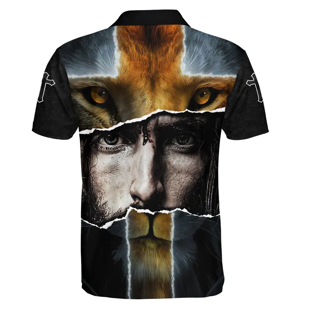 Christianartbag Polo Shirt, Jesus Picture And Lion Polo Shirt, Christian Shirts & Shorts, CABPLS02270723