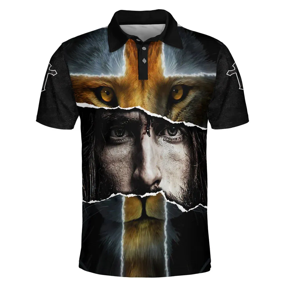 Christianartbag Polo Shirt, Jesus Picture And Lion Polo Shirt, Christian Shirts & Shorts, CABPLS02270723