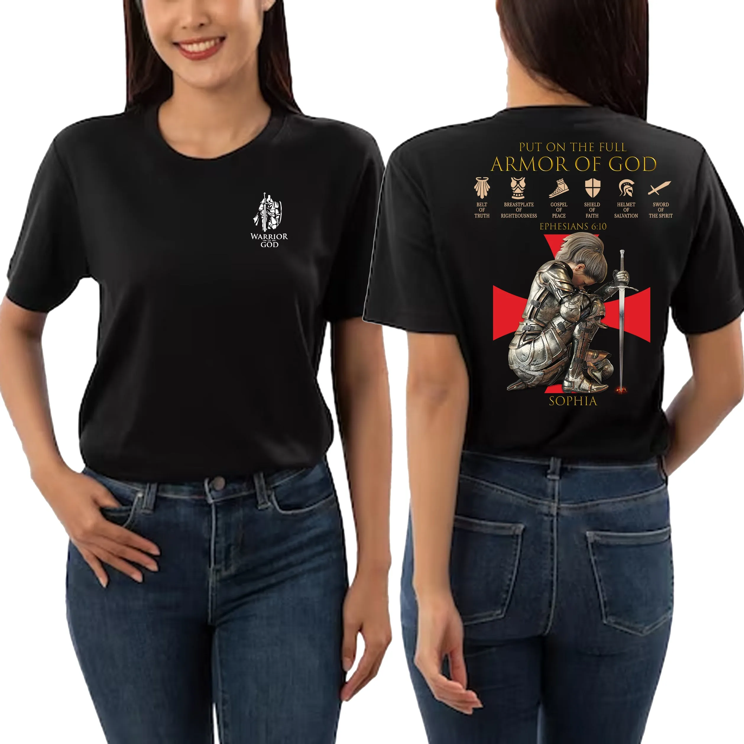 Christianartbag T-Shirt, Put On The Full Armor Of GOD Christian Unisex T-shirt, Custom T-Shirt, Personalized T-Shirt, Christian Tee, CABTS01291223