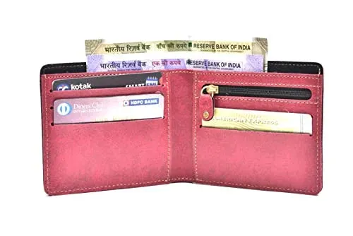 Classy Leather Customized Chained Sling Bag Round   Men's Wallet - Peach Maroon