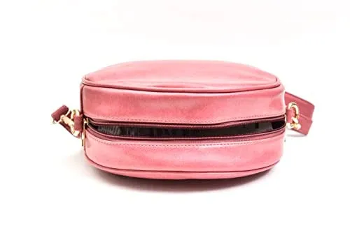 Classy Leather Customized Chained Sling Bag Round   Men's Wallet - Peach Maroon