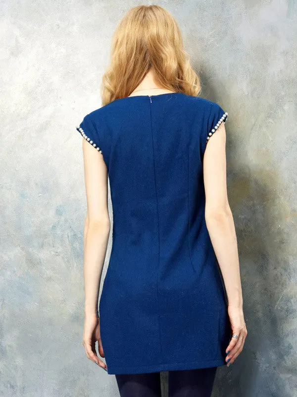 Clearance - pearl sleeves retro wool dress