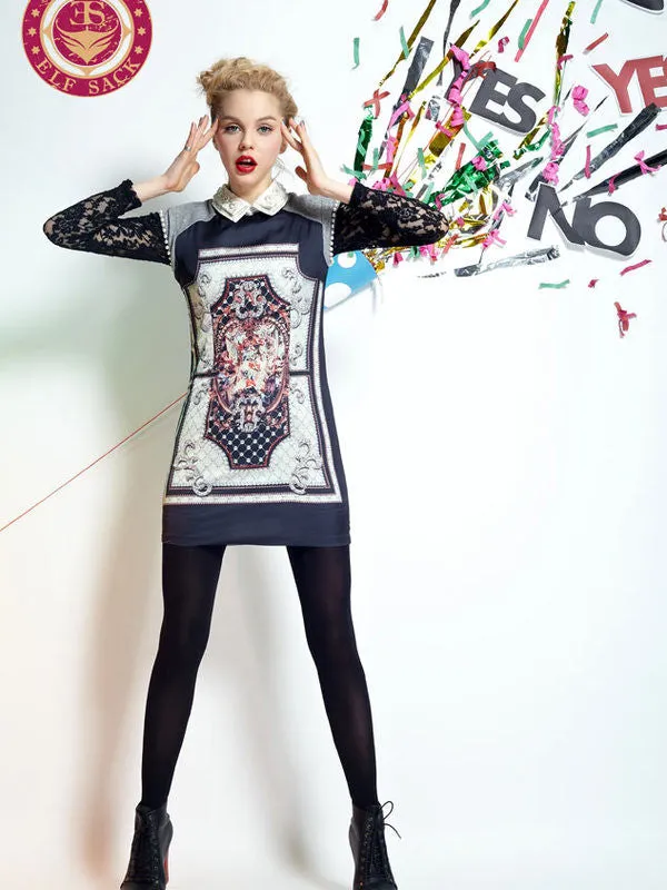 Clearance - pearl sleeves retro wool dress