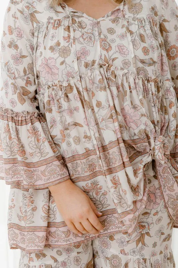 Clementine Printed Top - Blush