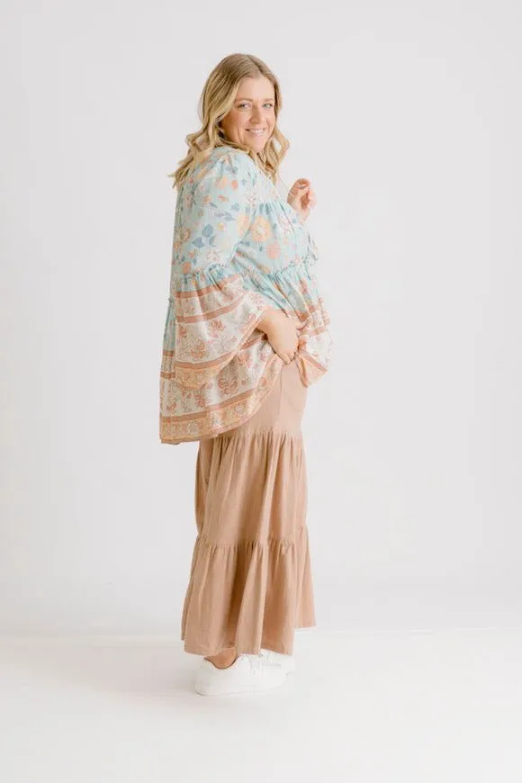 Clementine Printed Top - Sea Green