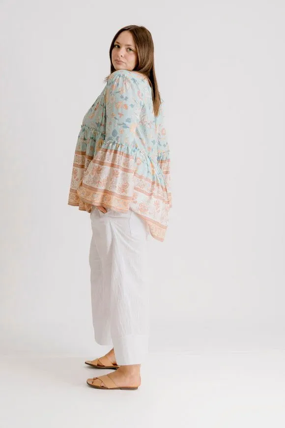 Clementine Printed Top - Sea Green