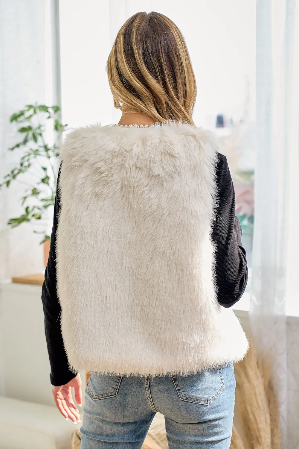 Conway Faux Fur and Pearl Vest