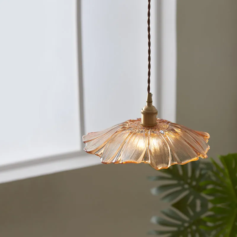 Creative Retro Lotus Glass Pendant Lamp