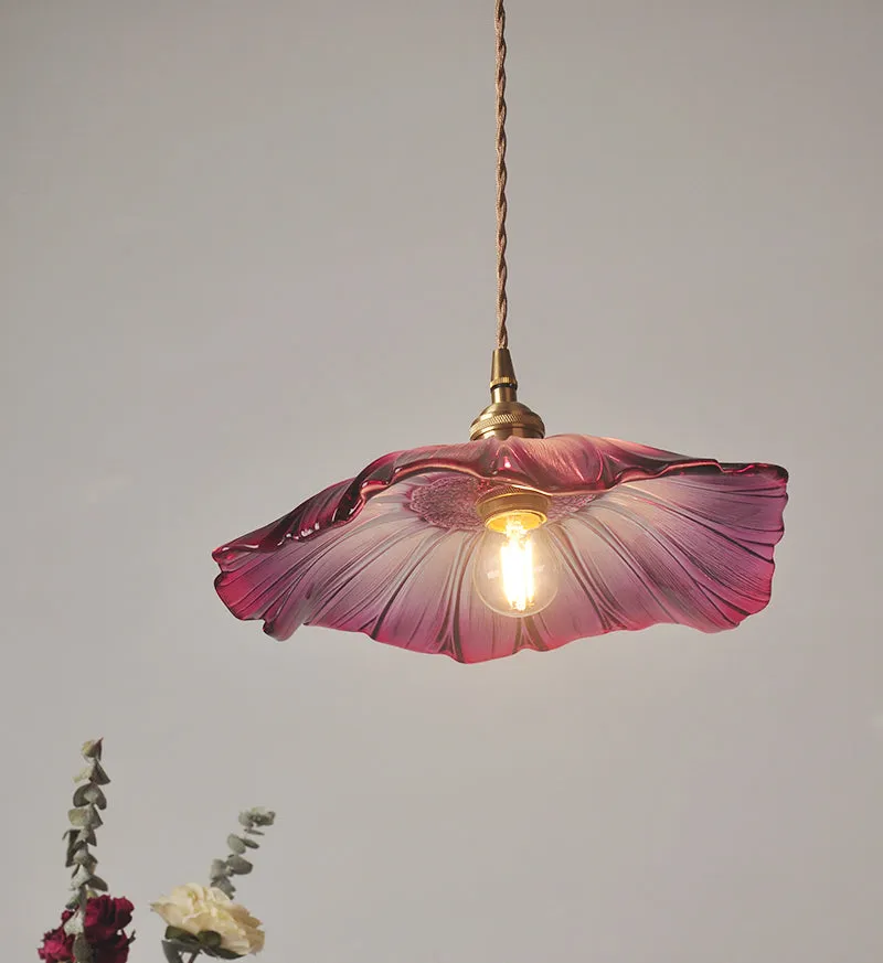Creative Retro Lotus Glass Pendant Lamp