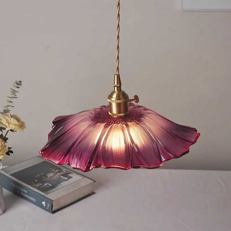 Creative Retro Lotus Glass Pendant Lamp