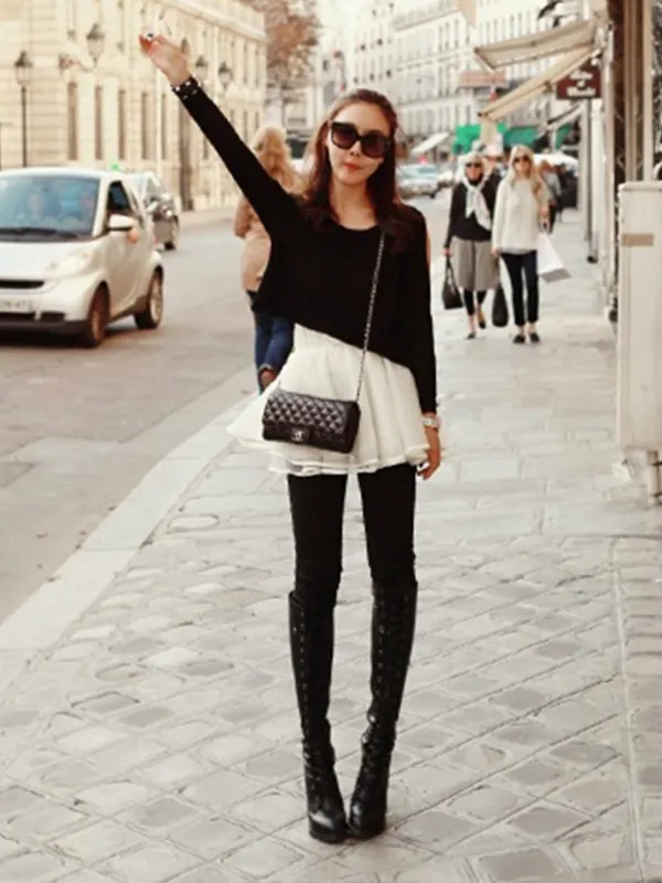 cutout sweater and puffy skirt set