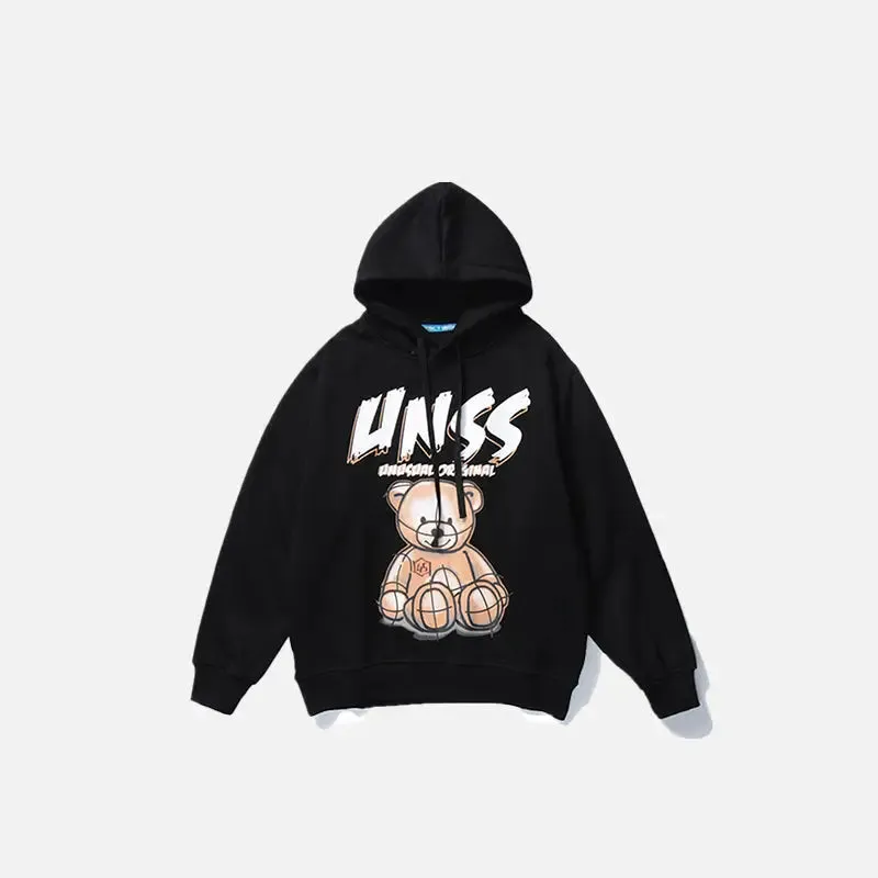 Devil Bear Casual Hoodie from Y2K Streetwear Collection