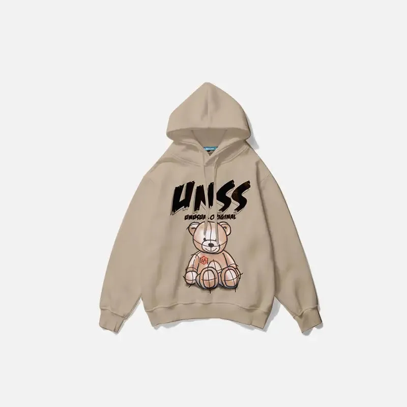 Devil Bear Casual Hoodie from Y2K Streetwear Collection