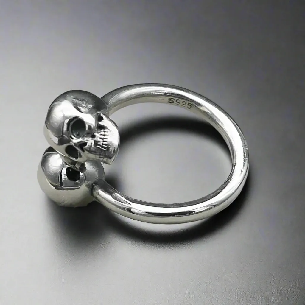 Double Skull Retro Punk Ring