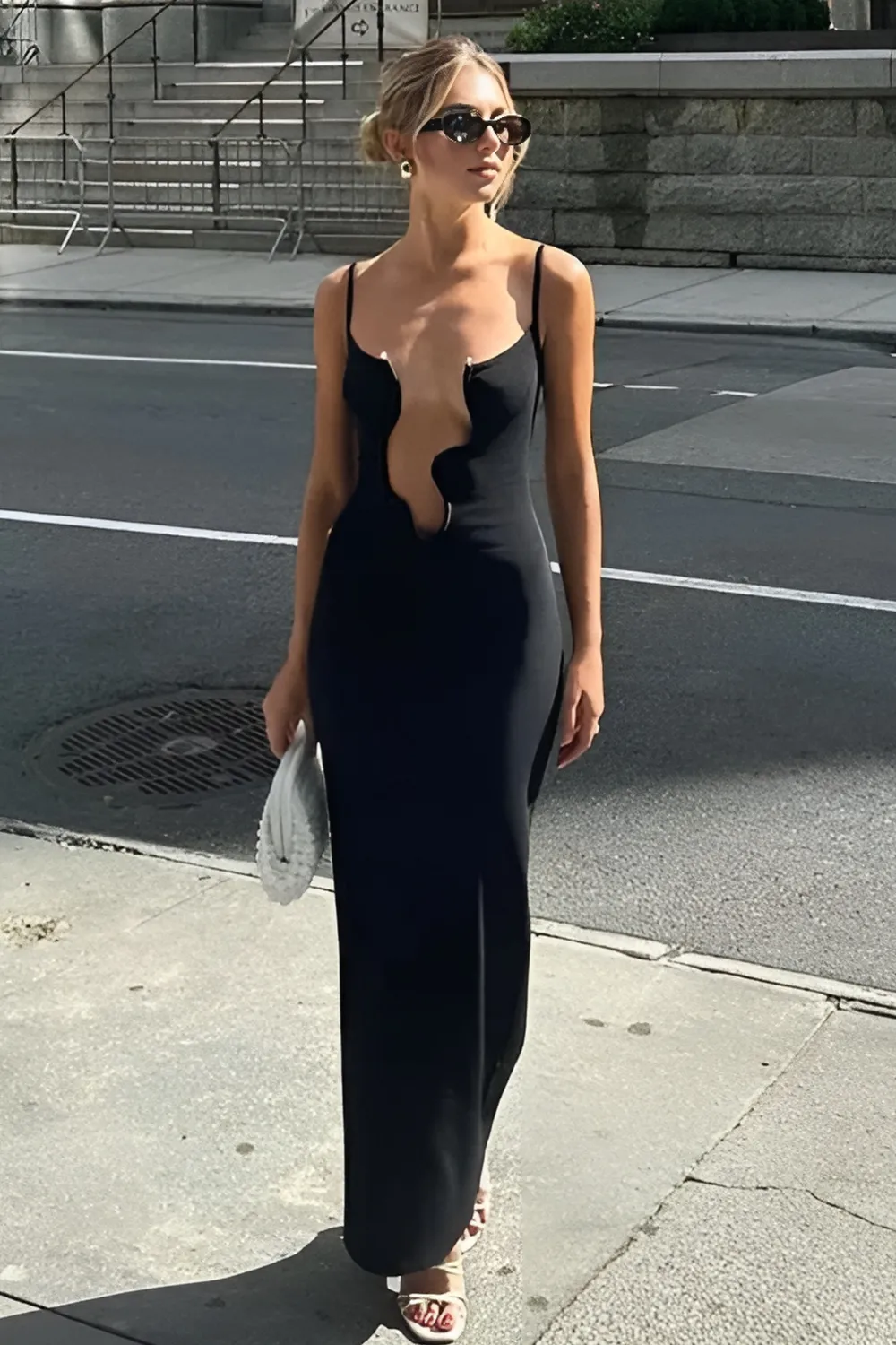 Elegant Hollow Out Sexy Long Dress