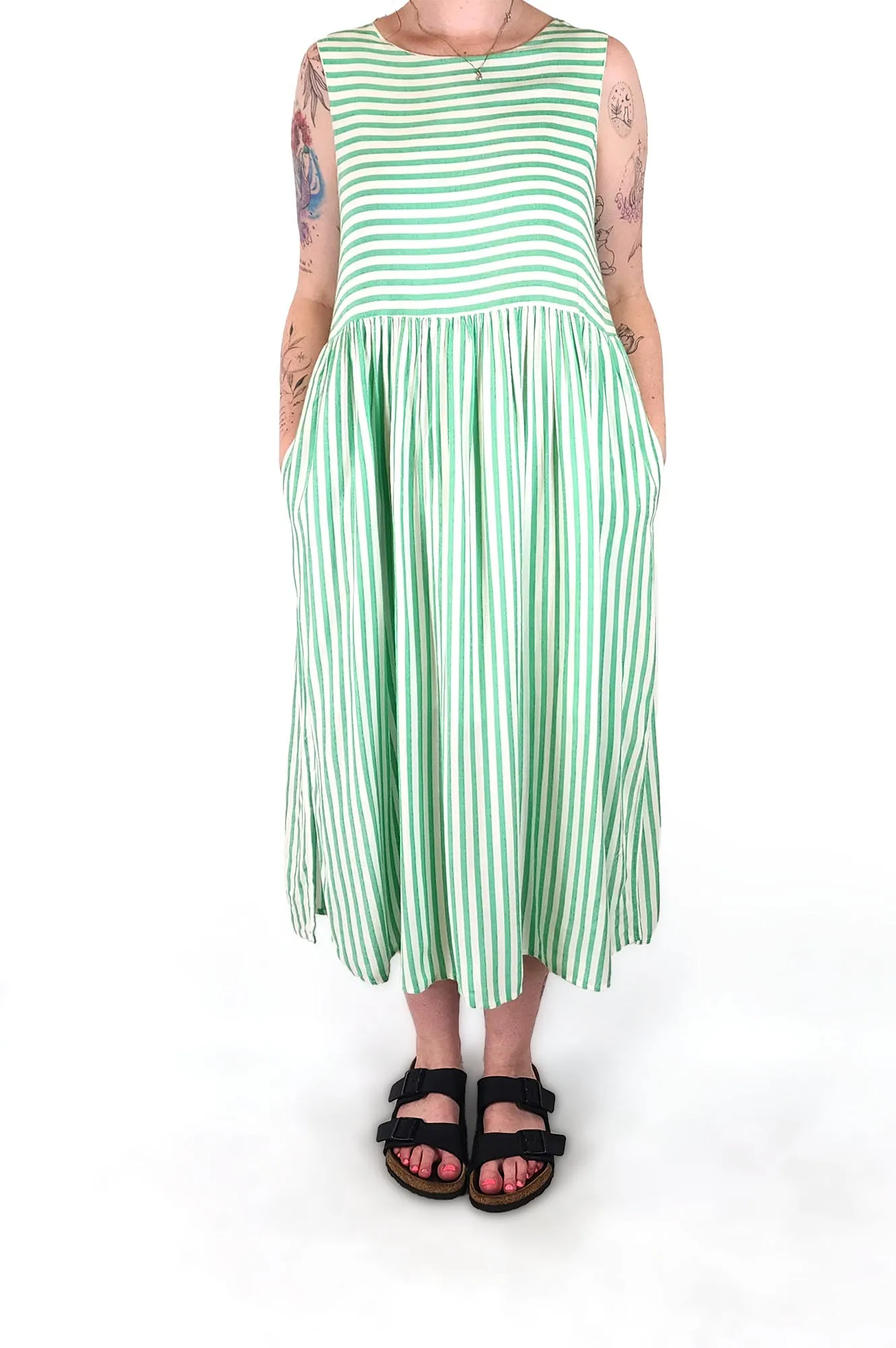 Elm green striped dress size 12