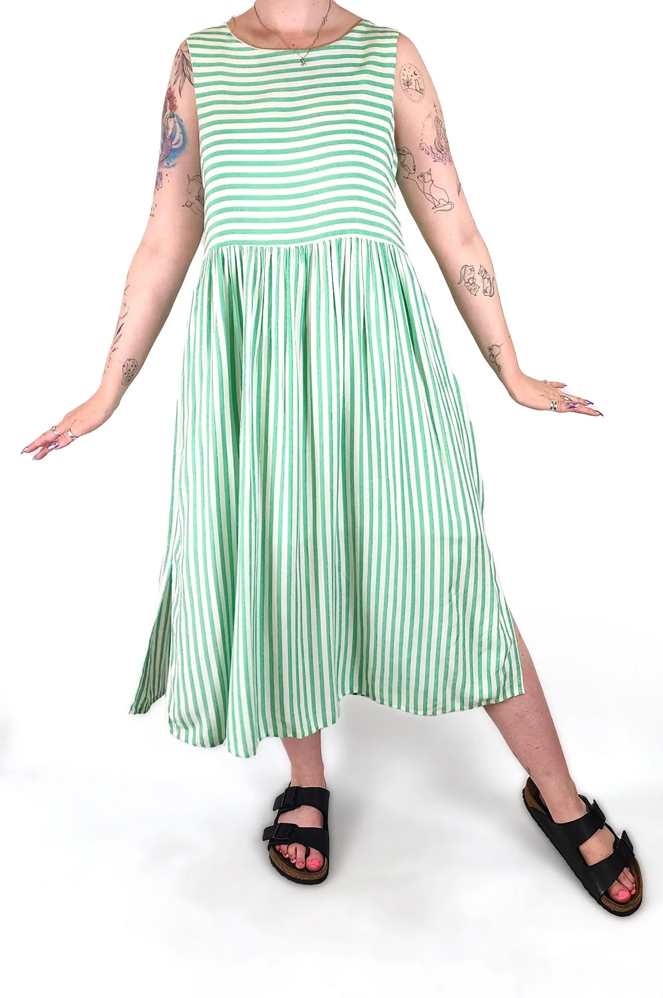 Elm green striped dress size 12