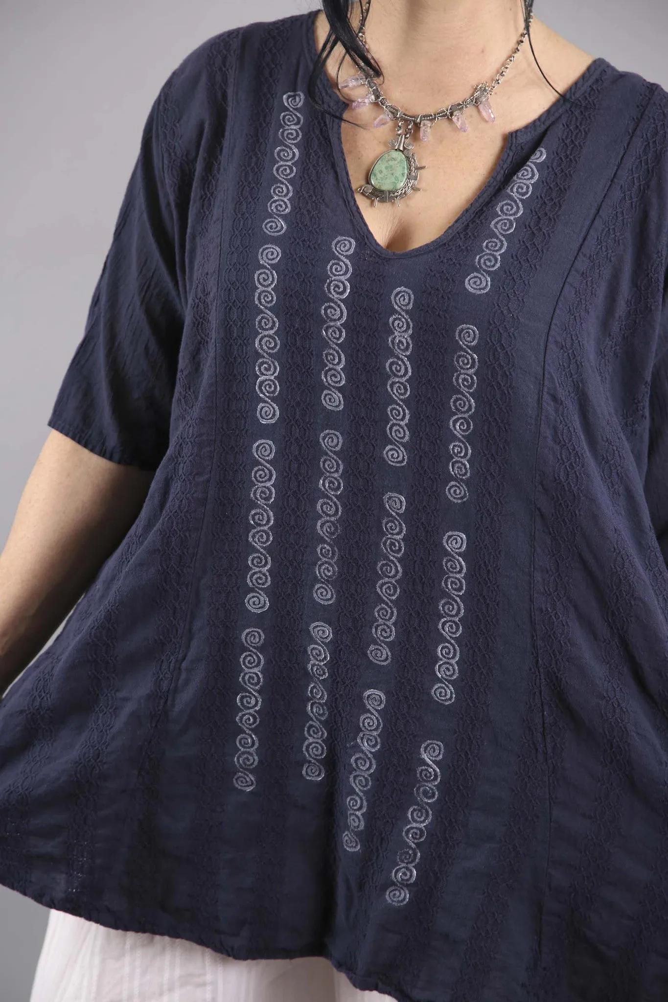 Embroidery Stripe UNPrinted Indigo Tunic 2264C