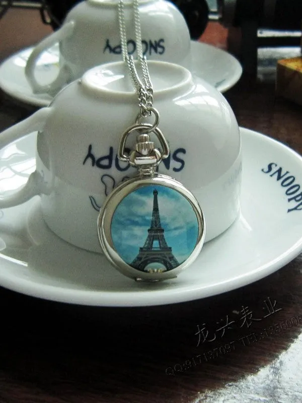 enameled pocket watch necklace