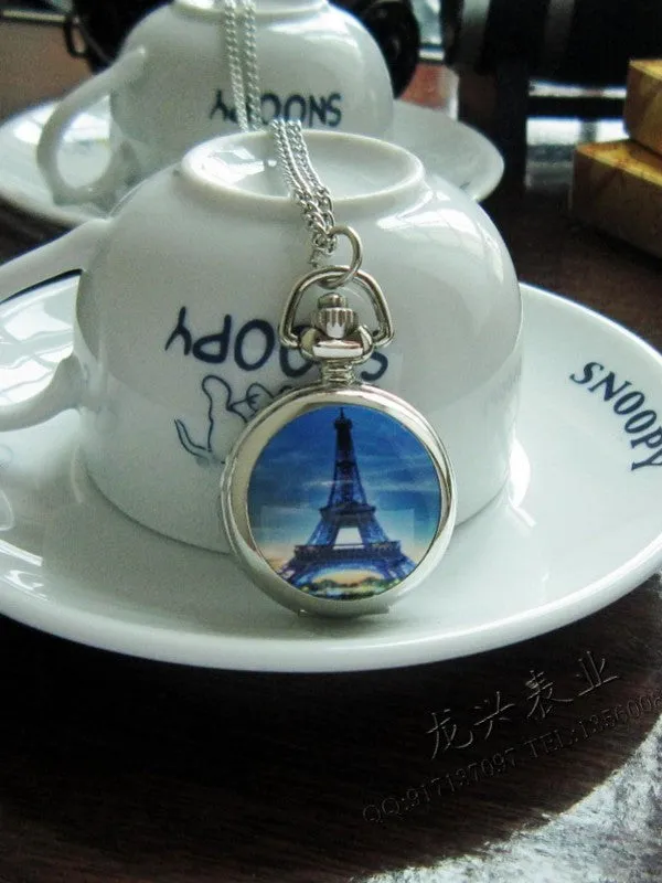 enameled pocket watch necklace