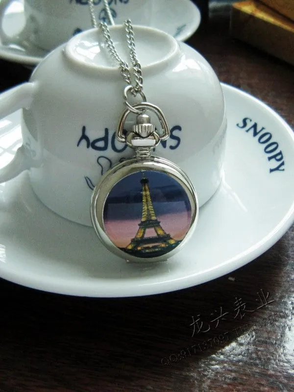 enameled pocket watch necklace
