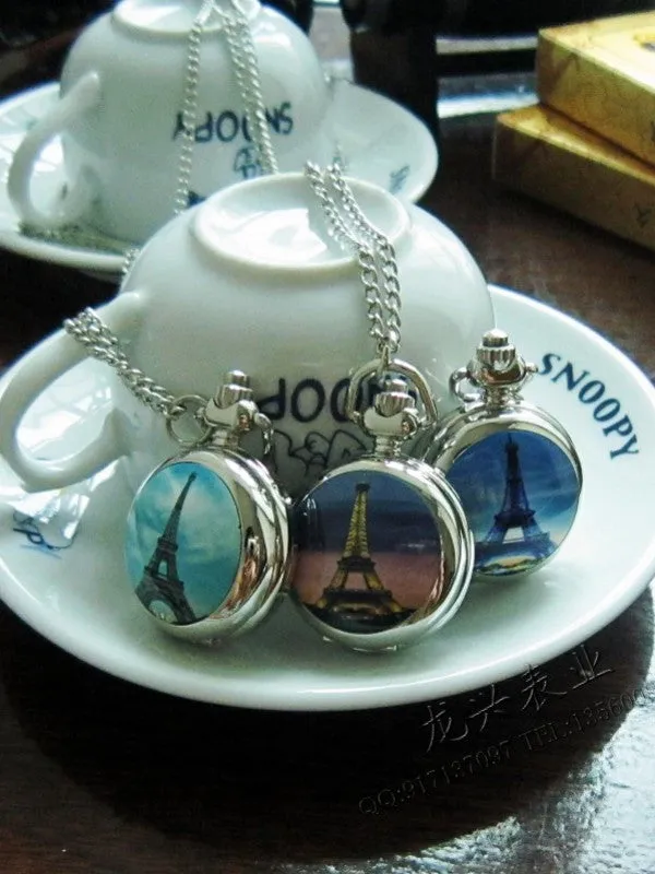 enameled pocket watch necklace