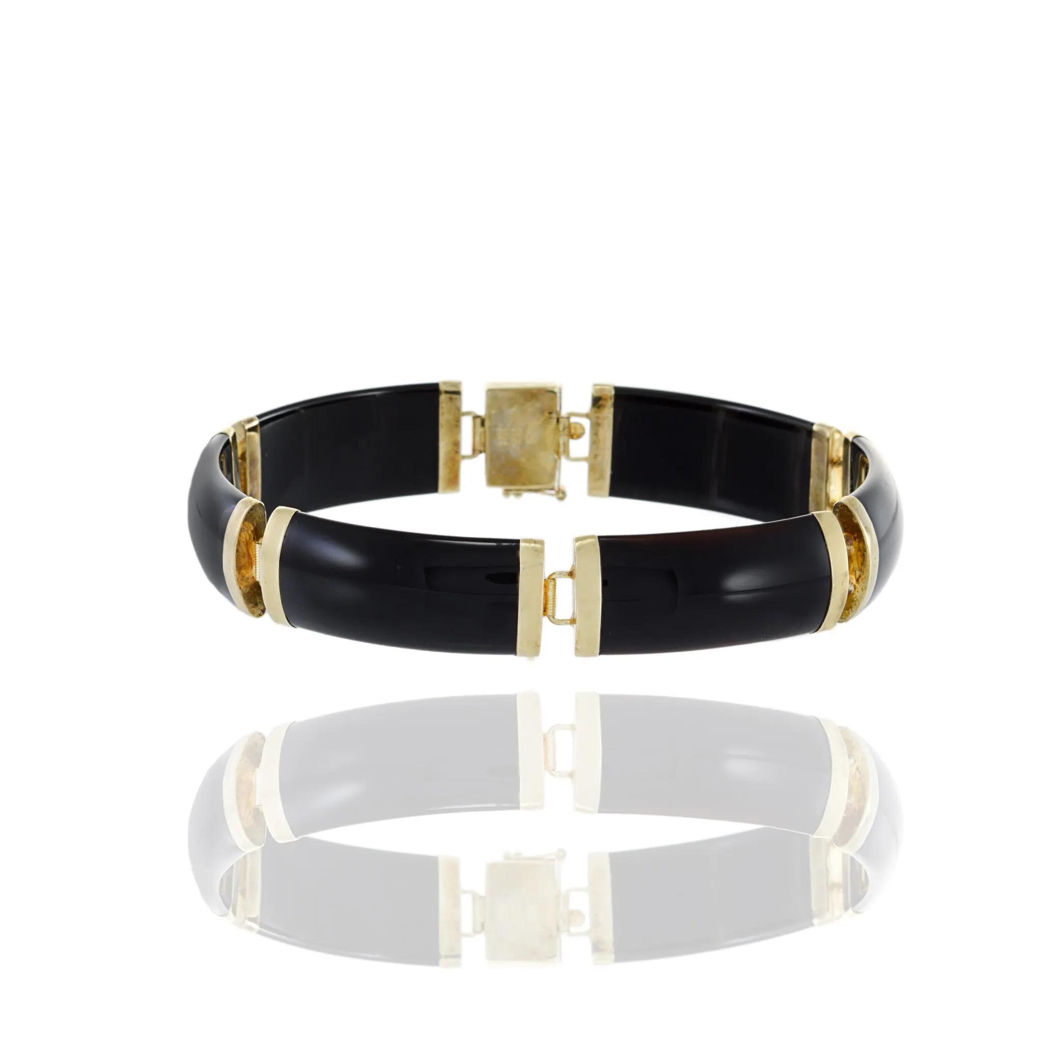 Estate Retro Era 14KT Yellow Gold Black Onyx Bracelet